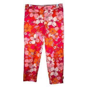 Talbots Tossed Flowers The Perfect Cropped Pant Size 10 Floral Tropical Summer